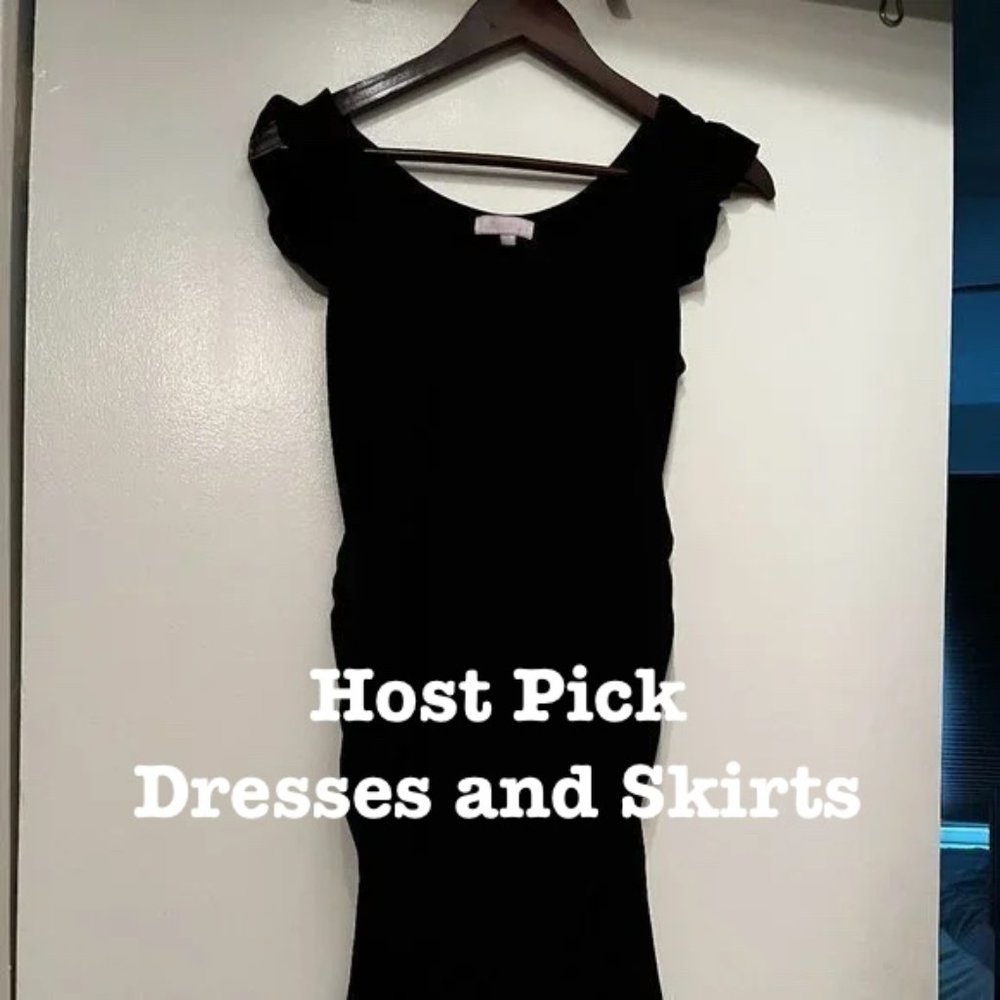 BHome Black Maternity Dress with‎ Ruffled Sleeves (Size Medium)